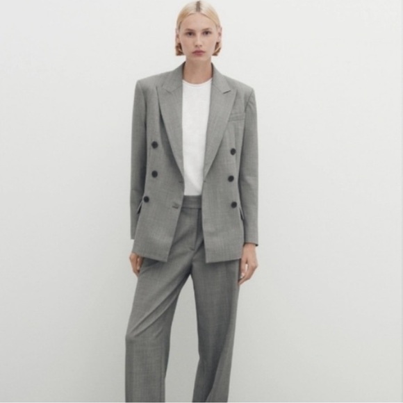 NWT Massimo Dutti double breasted gray blazer size 10 - Picture 6 of 10